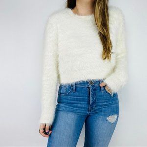 Kendall & Kylie fuzzy cropped sweater